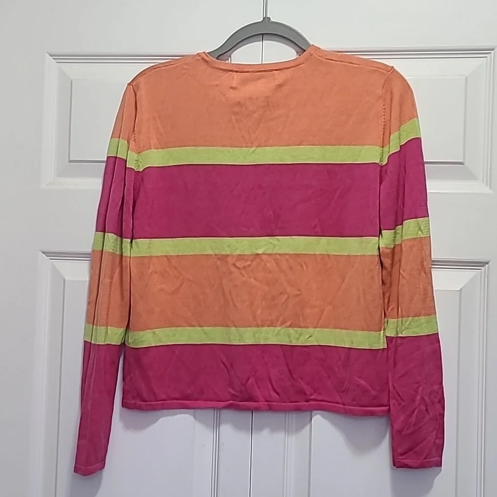 Vtg Silk Cotton Blend Colorful Striped Caridgan size‎ 8